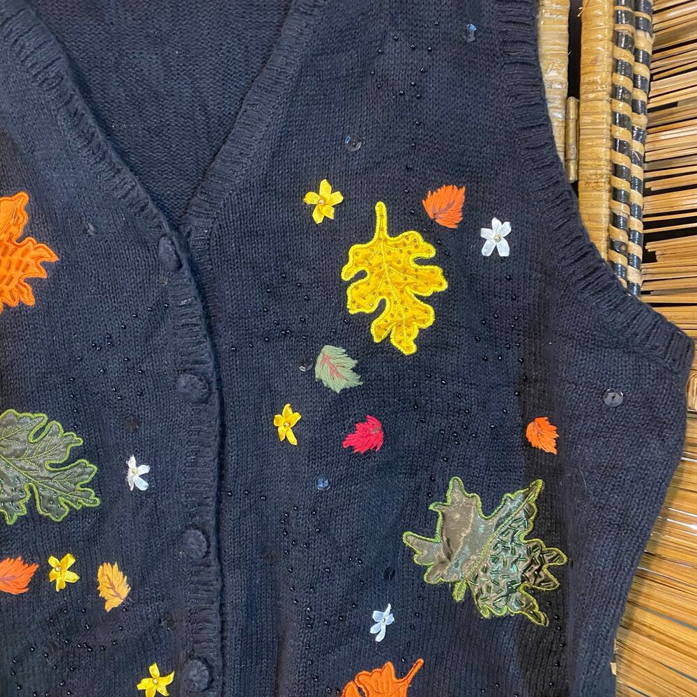 Vintage Basic Editions Fall Leaf Sweater Vest 3x … - image 4